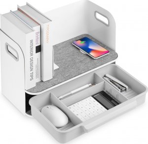 Digitus DIGITUS Organizer na biurko z ładowarką Qi filc biało szary 10