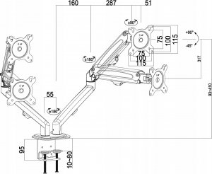 Maclean Uchwyt biurkowy na 2 monitory 13" - 27" (MC-861N) 11
