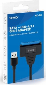Savio Adapter USB-C 3.1 Gen 1 (M) - SATA (F) do dysków 2.5 cala , AK-68 3