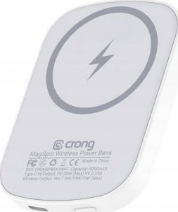 Powerbank Crong Bezprzewodowy power bank z MagSafe 5000mAh, USB-C 20W PD 1