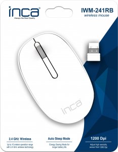 Mysz Inca INCA Maus IWM-241RB 1200 DPI,CANDY DESIGN 3D Weiß, 2,4GHz 6