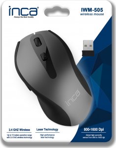 Mysz Inca INCA Maus IWM-505 Ergonomic, Wireless, 1600 DPI, Laser,SW retail 5