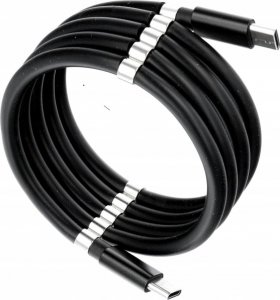 Kabel USB OEM Kabel Typ C do Typ C Power Delivery PD 60W magnetycznie zwijany 3A C676 czarny 1 metr 1