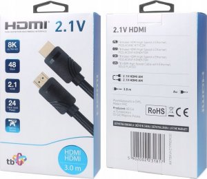 Kabel TB Kabel HDMI v 2.1 premium 3 m 8K Czarny Stworzony dla graczy 1
