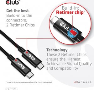 Club 3D Club3D Kabel USB4 Gen3x2 Type-C Oboustranný kabel 8K60Hz, Data 40 Gbps, PD 240W(48V/5A) EPR M/M 2m 4