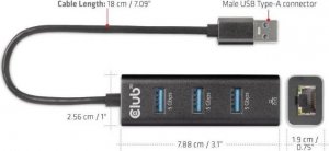 Club 3D Club3D Rozbočovač, USB-A 3.2 Gen1 na 3x USB 3.1, Gigabit Ethernet 2