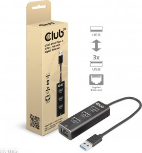 Club 3D Club3D Rozbočovač, USB-A 3.2 Gen1 na 3x USB 3.1, Gigabit Ethernet 3