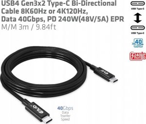 Club 3D Club3D Kabel USB4 Gen3x2 Typ C 8K60Hz UHD Power Delivery 240W, (M/M), 300cm 5