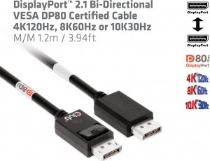 Club 3D Club3D Kabel DisplayPort 2.1 na DisplayPort 2.1 4K120Hz/8K60Hz HDR (M/M), 1.2m, černá 14