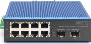 Switch Digitus DIGITUS Industrial 8+2-Port Fast Ethernet Switch 8 Port FE RJ45 2 GE SFP Ports 2