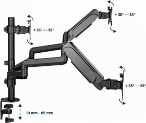 Gembird Uchwyt na 3 monitory 17" - 27" MA-DA3-01 (MA-DA3-01) 8