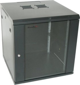 Szafa XtendLan XtendLan 19" nástěnný rozvaděč 12U 600x600, nosnost 60 kg, skleněné dveře, rozložený, černý 1