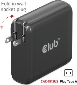 Club 3D Club3D cestovní nabíječka 100W GAN technologie, 2xUSB-A a 2xUSB-C, PD 3.0 Support 3