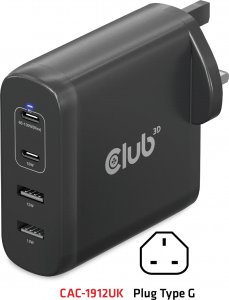 Club 3D Club3D cestovní nabíječka 100W GAN technologie, 2xUSB-A a 2xUSB-C, PD 3.0 Support 5