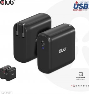 Club 3D Club3D cestovní nabíječka 100W GAN technologie, USB-IF TID certified, USB Type-C, Power Delivery(PD) 3.0 Support 3