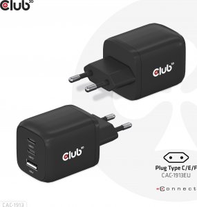 Club 3D Club3D cestovní nabíječka 65W GAN technologie, 3 porty (2xUSB-C + USB-A), PPS, Power Delivery(PD) 3.0 Support 1