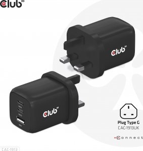 Club 3D Club3D cestovní nabíječka 65W GAN technologie, 3 porty (2xUSB-C + USB-A), PPS, Power Delivery(PD) 3.0 Support 3