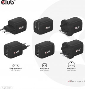 Club 3D Club3D cestovní nabíječka 65W GAN technologie, 3 porty (2xUSB-C + USB-A), PPS, Power Delivery(PD) 3.0 Support 4