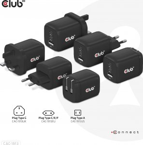 Club 3D Club3D cestovní nabíječka 65W GAN technologie, 3 porty (2xUSB-C + USB-A), PPS, Power Delivery(PD) 3.0 Support 5