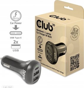 Ładowarka Club 3D Club3D Auto nabíječka pro Notebooky 36W, 3 porty (2xUSB-A + USB-C) 2