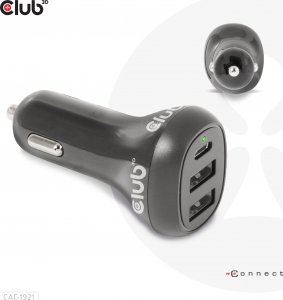 Ładowarka Club 3D Club3D Auto nabíječka pro Notebooky 36W, 3 porty (2xUSB-A + USB-C) 8