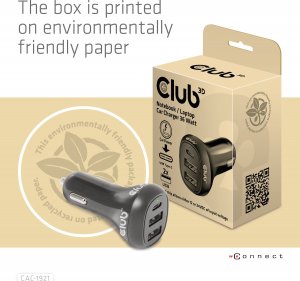Ładowarka Club 3D Club3D Auto nabíječka pro Notebooky 36W, 3 porty (2xUSB-A + USB-C) 9