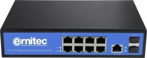 Switch Ernitec Ernitec ELECTRA-M08 łącza sieciowe Zarządzany L2 Gigabit Ethernet (10/100/1000) Obsługa PoE Czarny, Niebieski 1
