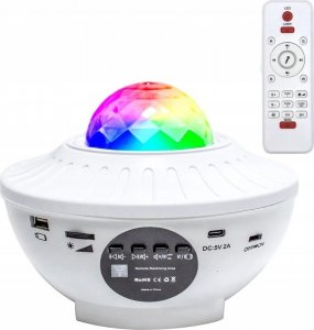 Projektor GWIAZD LED / Disco z głosnikiem bluetooth + pilot + USB BTM0504-B / HD-SPL biale 1