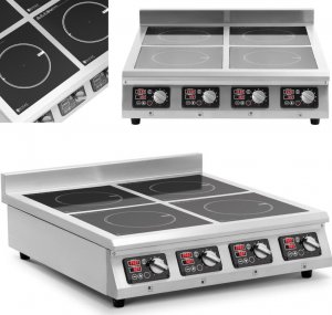 Płyta wolnostojąca Royal Catering Kuchnia indukcyjna 4 palnikowa nastawna timer 400 V 4 x 3500 W 1