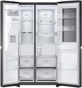 Lodówka LG InstaView ™ ThinQ™ GSXV91MCAE American Fridge Freezer, Freestanding, American door, Black, LED, Touch, LED 4