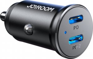 Ładowarka Joyroom Mini ładowarka samochodowa do gniazda zapalniczki 30W 2x USB-C metalowa czarna Mini ładowarka samochodowa do gniazda zapalniczki 30W 2x USB-C metalowa czarna 1