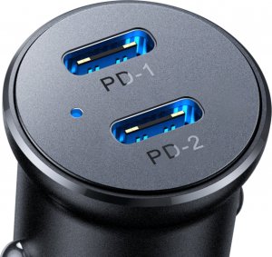 Ładowarka Joyroom Mini ładowarka samochodowa do gniazda zapalniczki 30W 2x USB-C metalowa czarna Mini ładowarka samochodowa do gniazda zapalniczki 30W 2x USB-C metalowa czarna 6