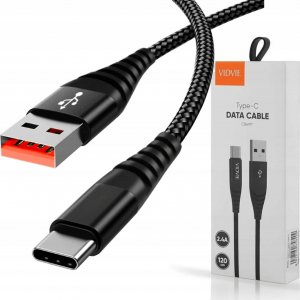 Kabel USB Vidvie KABEL USB C | KABEL USB - USB TYP C | CZARNY SZYBKIE ŁADOWANIE | TRASNSFER 1
