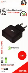 Ładowarka 2GO 2GO Ladegerät 18W Quick-Charge 3.0 1x USB-A schwarz 2