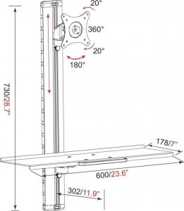 Techly Uchwyt ścienny na monitor 15" - 27" z podstawką na klawiaturę (ICA-PLW-01) 3