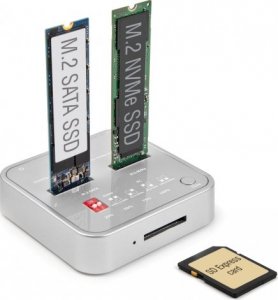 Stacja dokująca Delock Dockingstation M.2 NVMe SSD + M.2 SATA SSD SD Express 3