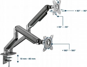 Gembird Uchwyt biurkowy na 2 monitory 17" - 32" (MA-DA2-05) 5