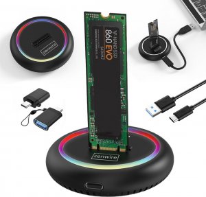 Kieszeń Zenwire Adapter SSD NVME PCIe SATA NGFF 2w1 Kieszeń Dysk M.2 USB 3.0 USB-C 10GB RGB Zenwire SD03c 1