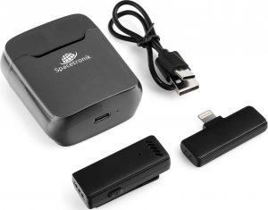 Mikrofon Spacetronik Bezprzewodowy mikrofon iPhone Lightning IOS wszechkierunkowy plug and play ładujące etui w zestawie 2