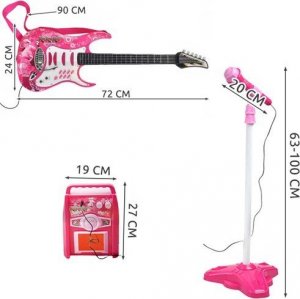 Kruzzel Gitara + Mikrofon + Wzmacniacz Róż 22407 3