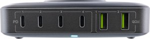 Ładowarka InLine InLine® Qi powerstation multiport, power supply, charger, 4x USB Type-C, 2x USB Type A, GaN, 100W, Wireless Charging 15W, black 3