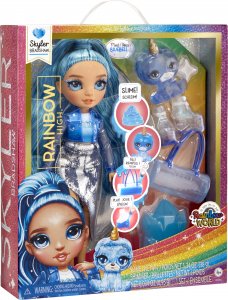 MGA Rainbow High Fashion - Błyszcząca lalka Skyler Bradshaw + zwierzątko i slime 120216 13