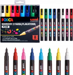Posca Uni-Ball PC-3M, Multicolour, Multicolour, 8 colours, Fine, 0.9 mm, 1.3 mm 2