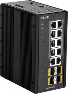 Switch D-Link Switch / 14 Port Layer2 Managed Gigabit PoE Industrial Switch, 8x 100/1000Mbit/s TP (RJ-45) PoE Port, 2x 100/1000Mbit/s TP (RJ-45) Port, 4x SFP Port, Automatische Geschwindigkeits- und Duplexanpassung, IEEE 802.3at PoE kompatibel, bis 30 Wat 1