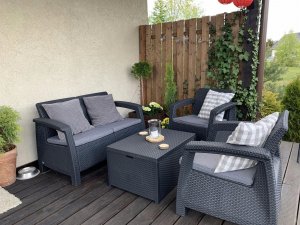 Curver Corfu Box grafit - meble ogrodowe ze skrzynią na poduszki meblobranie 10