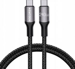 Kabel USB Rocoren USB-C - USB-C 1 m Czarny 1