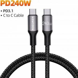 Kabel USB Rocoren USB-C - USB-C 1 m Czarny 2