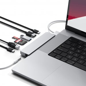 HUB USB Satechi Satechi Pro Hub max - aluminiowy Hub z podwójnym USB-C do MacBook (2x USB-C, USB-A, 4K HDMI, czytnik kart micro/SD, Ethernet, jack port) (silver) 7