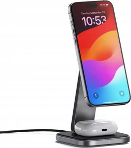 Ładowarka Satechi Ładowarka bezprzewodowa Satechi 2-in-1 Foldable Charging Stand Qi2 do dwóch urządzeń space gray 3