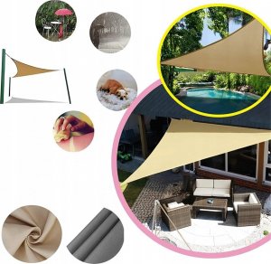 Kanwod ŻAGIEL OGRODOWY BEŻOWY TRÓJKĄT 3x3x3M KANWOD 6